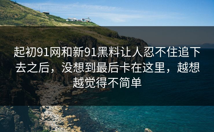 起初91网和新91黑料让人忍不住追下去之后，没想到最后卡在这里，越想越觉得不简单