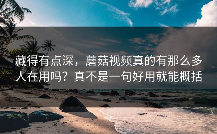 藏得有点深，蘑菇视频真的有那么多人在用吗？真不是一句好用就能概括