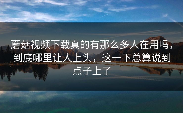 蘑菇视频下载真的有那么多人在用吗，到底哪里让人上头，这一下总算说到点子上了