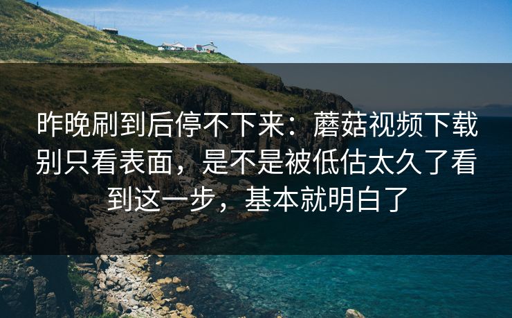 昨晚刷到后停不下来：蘑菇视频下载别只看表面，是不是被低估太久了看到这一步，基本就明白了
