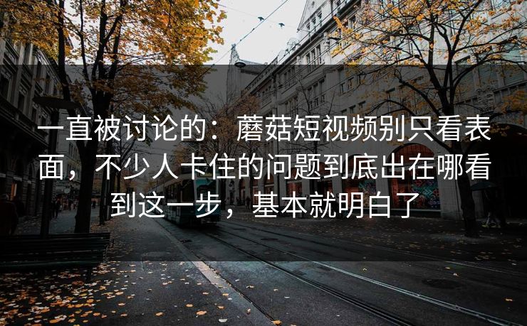 一直被讨论的：蘑菇短视频别只看表面，不少人卡住的问题到底出在哪看到这一步，基本就明白了