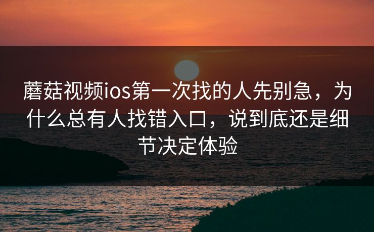 蘑菇视频ios第一次找的人先别急，为什么总有人找错入口，说到底还是细节决定体验