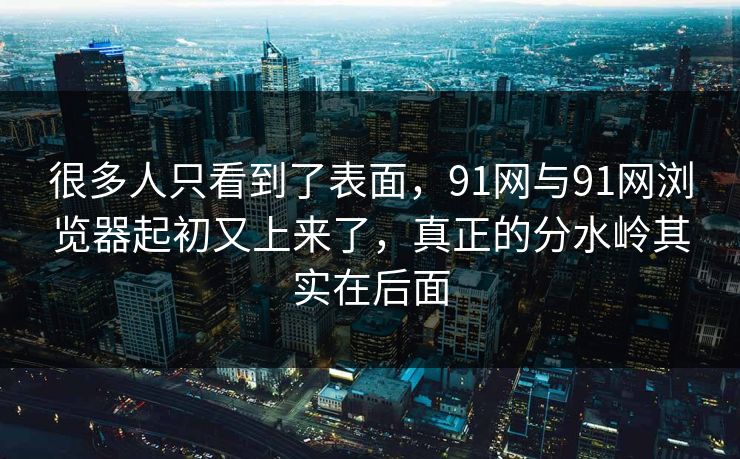 很多人只看到了表面，91网与91网浏览器起初又上来了，真正的分水岭其实在后面